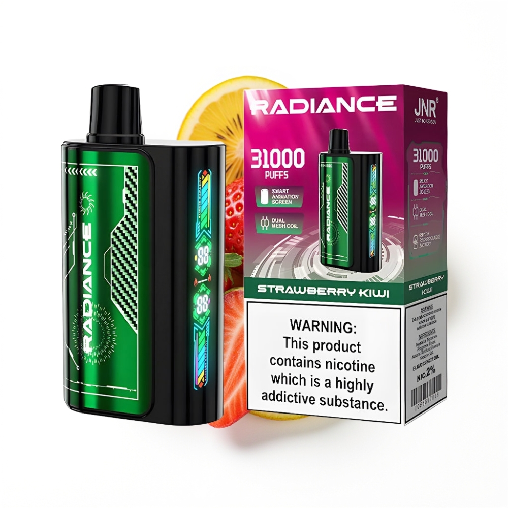 JNR Radiance 31000 Puffs Disposable Vape FRAISE KIWI avec Écran Animé Intelligent et Batterie Rechargeable 950 mAh