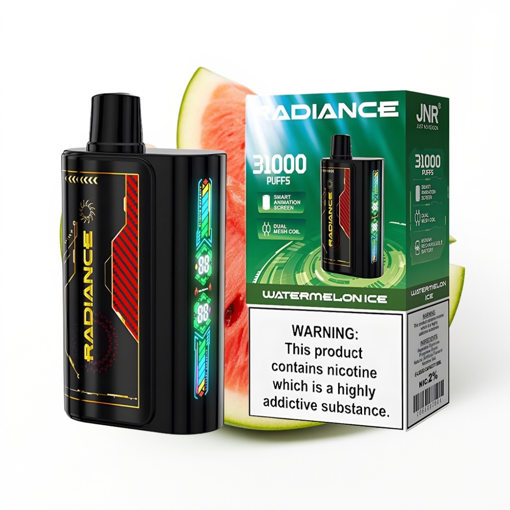 JNR Radiance 31000 Puffs Disposable Vape GLACE À LA PASTÈQUE avec Écran Animé Intelligent et Batterie Rechargeable