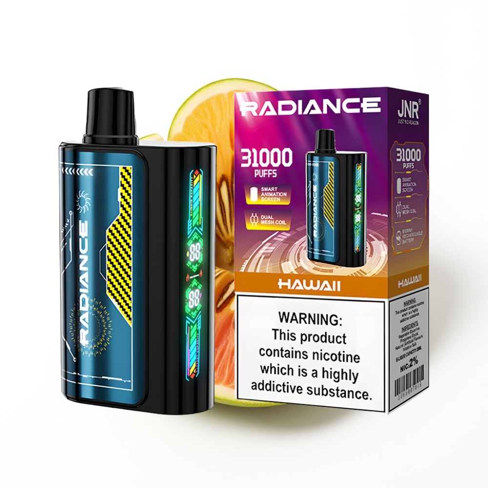 JNR Radiance 31000 Puffs Disposable Vape Hawaï avec Écran Animé Intelligent et Double Mesh Coil