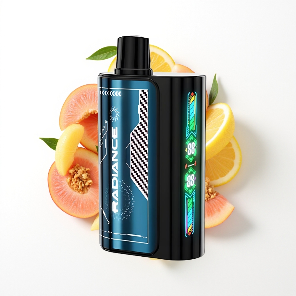 JNR Radiance 31000 Puffs Disposable Vape PÊCHE GLACÉE D'ÉTÉ avec écran animé intelligent et batterie rechargeable 950 mAh