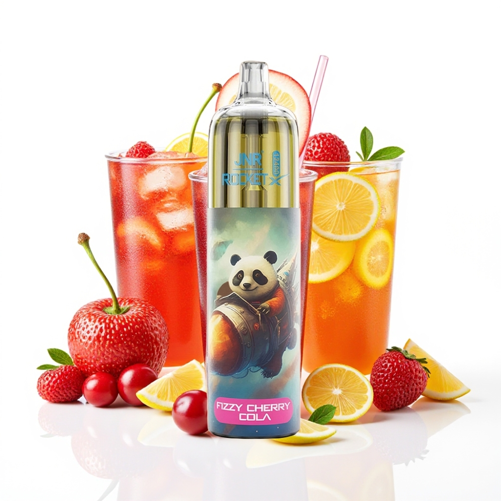 JNR Rocket-X 12400 Puffs Disposable Vape Cerise Cola Pétillante avec Airflow Réglable et Lumières RGB