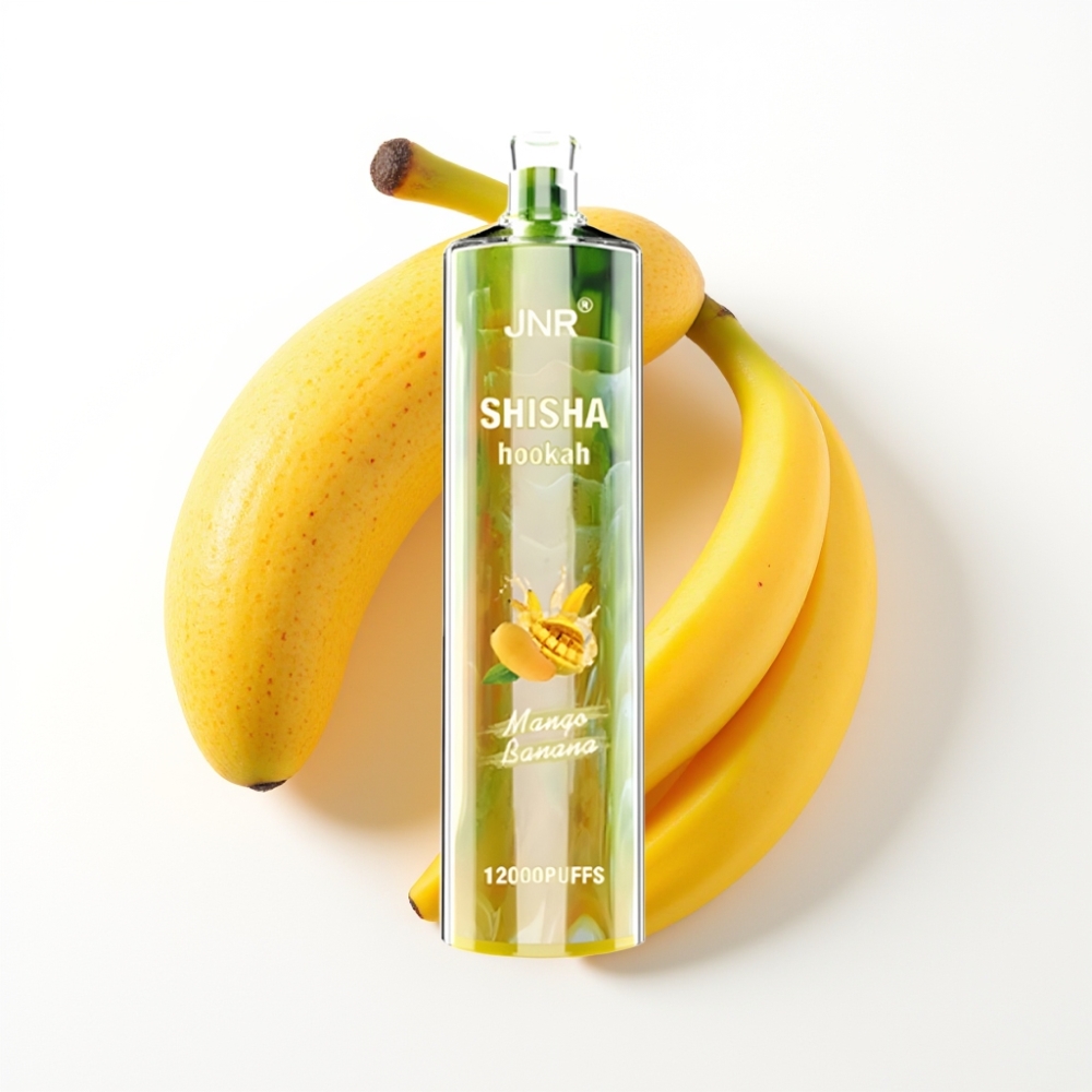 JNR Shisha Hookah 12000 Puffs Disposable Vape Mangue Banane 24ml 0.6 Ohm