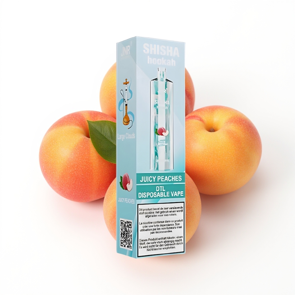 JNR Shisha Hookah 12000 Puffs Vape Disposable Pêches Juteuses avec 24ml et Type-C