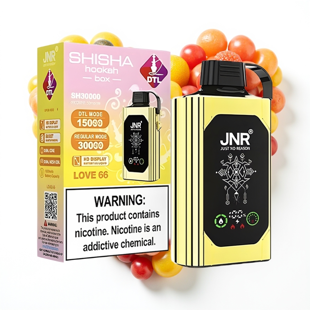 JNR Shisha Hookah Box 20500 Puffs Disposable Vape Amour 66 avec Affichage HD et Charge Rapide Type-C