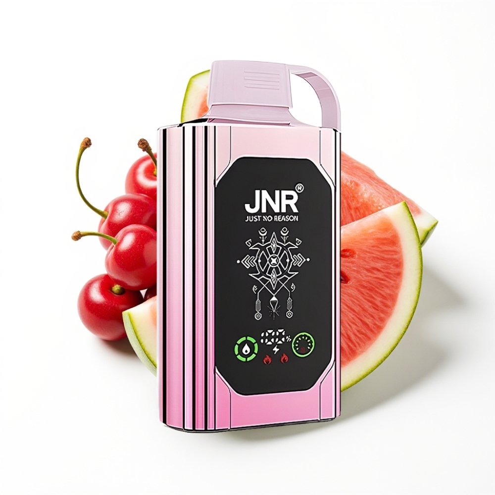 JNR Shisha Hookah Box 20500 Puffs Disposable Vape Cerise Pastèque Glacée avec Double Mesh Coil