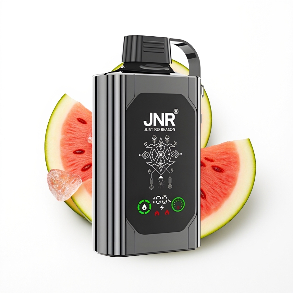 JNR Shisha Hookah Box 20500 Puffs Disposable Vape Pastèque Glacée avec Ecran HD et Charge Rapide Type-C