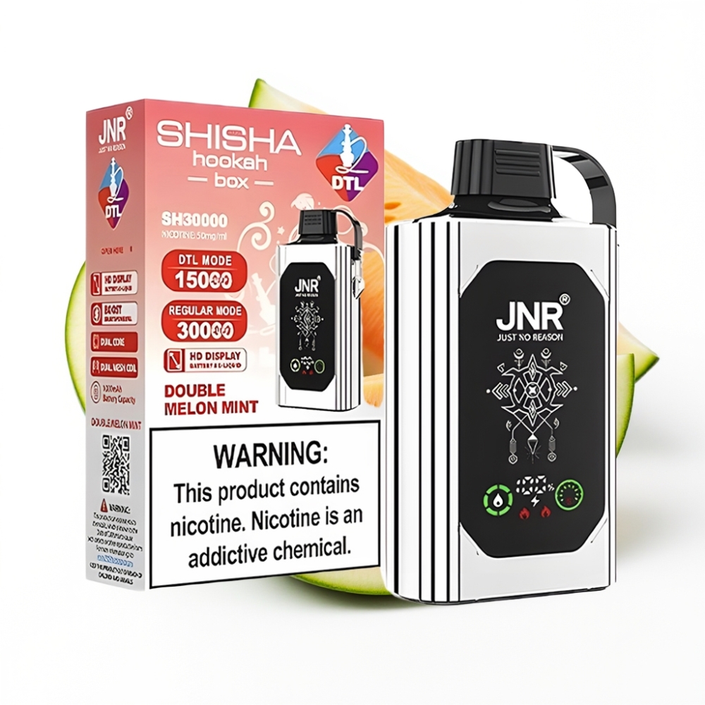 JNR Shisha Hookah Box 20500 Puffs Double Melon Menthe avec Ecran HD et Charge Rapide Type-C