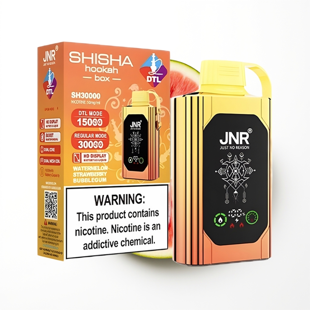 JNR Shisha Hookah Box 20500 Puffs Eau Pastèque Fraise Bubblegum Affichage HD Dual Mesh Coil