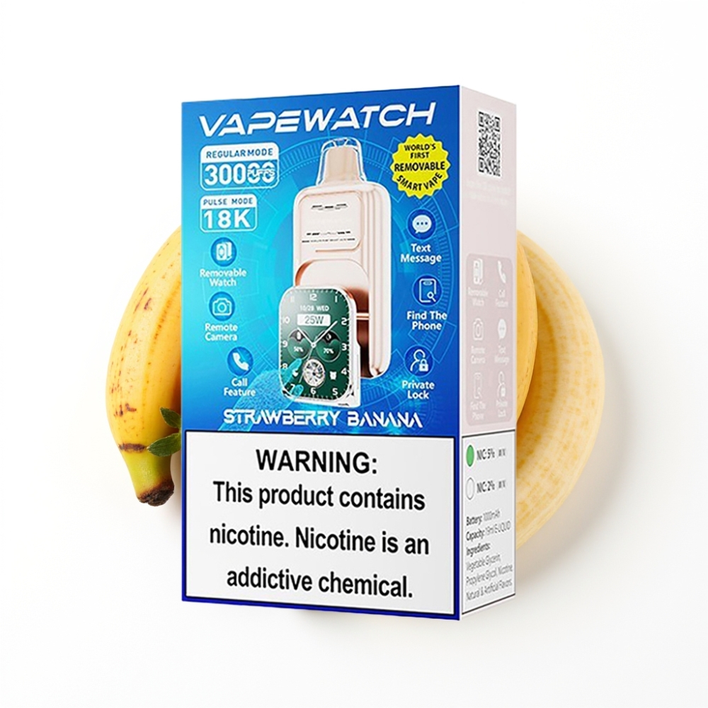 JNR VapeWatch 30000 Puffs Fraise Banane Disposable Vape avec 19mL et 5% Nicotine
