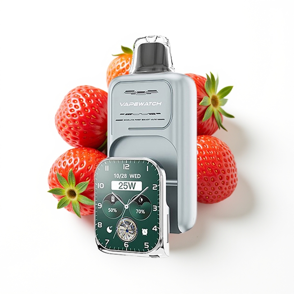 JNR VapeWatch 30000 Puffs Vape Jetable Fraise Glacée - 19mL, 5%, Charge Type-C
