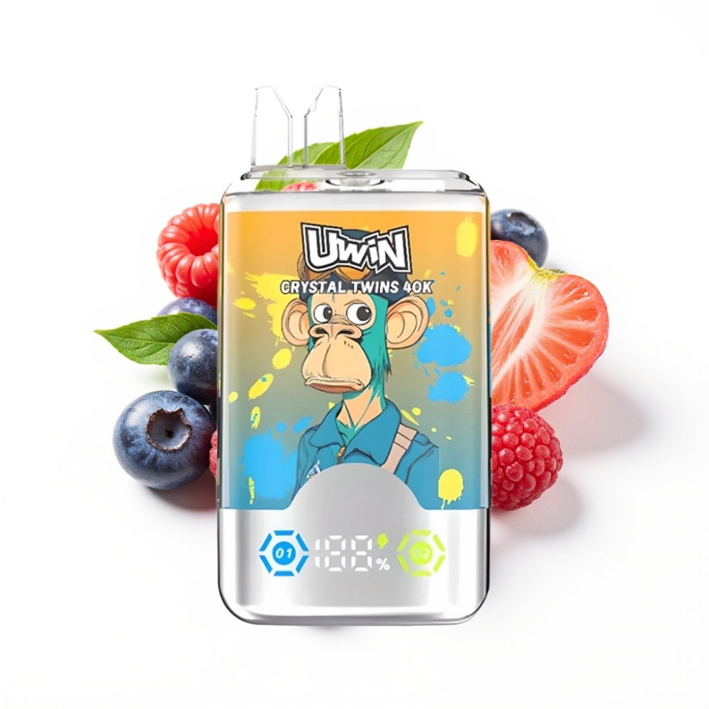 Uwin Crystal Twins 40000 Puffs Disposable Vape Myrtille Framboise Cerise Glace