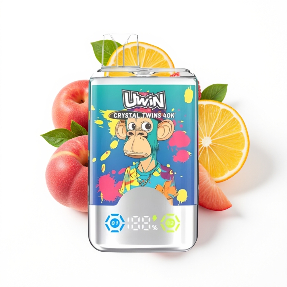 Uwin Crystal Twins 40000 Puffs Disposable Vape Myrtille Glacé Pêche Estivale Glacée