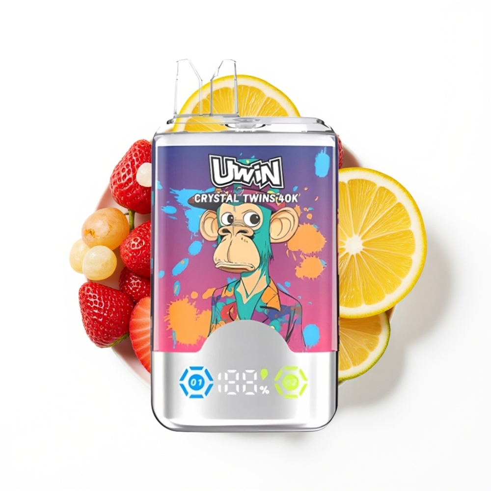 Uwin Crystal Twins 40000 Puffs Fraise Kiwi Raisin Glacé Disposable Vape