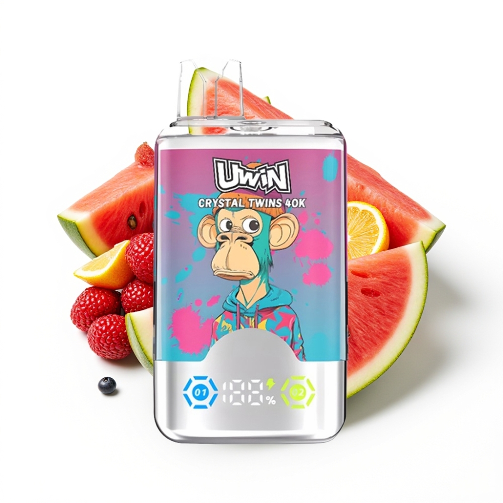 Uwin Crystal Twins 40000 Puffs Pastèque Glacée et Baies Mixtes Rechargeable 850mAh