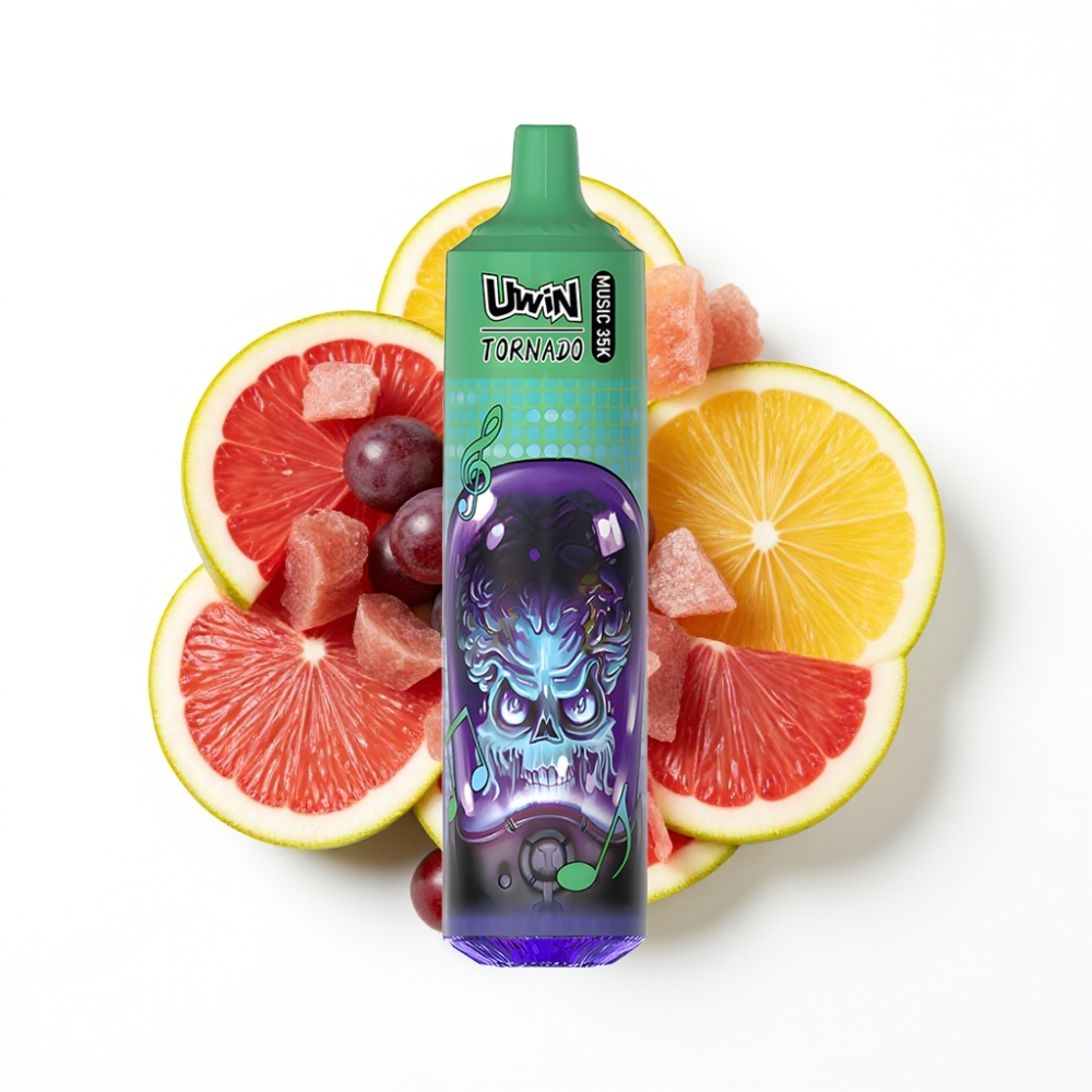 Uwin Tornado 35K Music Disposable Vape Glace au Raisin avec 35,000 bouffées et batterie rechargeable